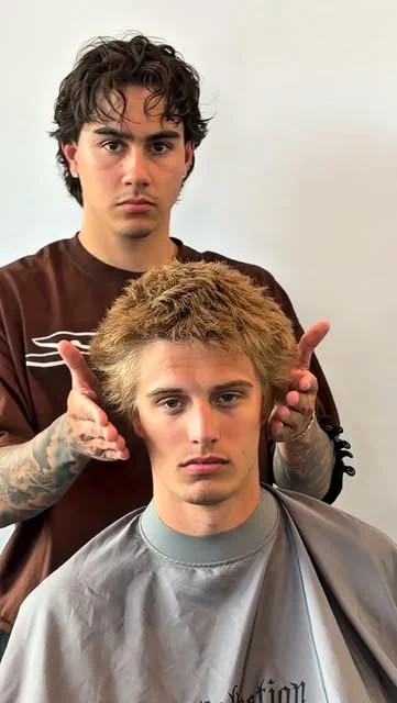 Liam and a client with a freshly finished textured crop